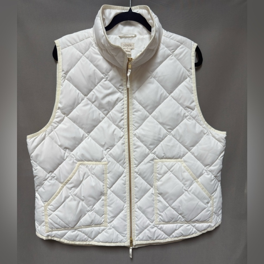 NWT J.Crew Quilted Vest — White — Plus Size XXL, Preppy, Layering, Neutral, Fall